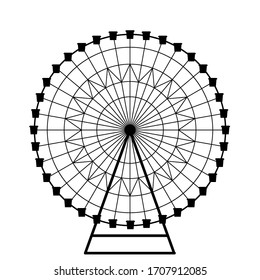 Ferris wheel vector, isolated on a white background. Big wheel, silhouette of the structure in the Park. illustration