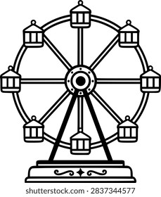 Ferris wheel vector line