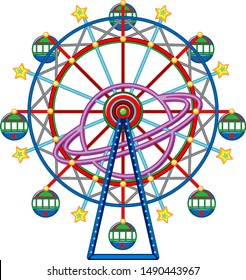 Ferris wheel with yellow stars illustration