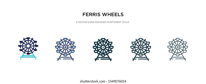 ferris wheels icon in different style vector illustration. two colored and black ferris wheels vector icons designed in filled, outline, line and stroke style can be used for web, mobile, ui