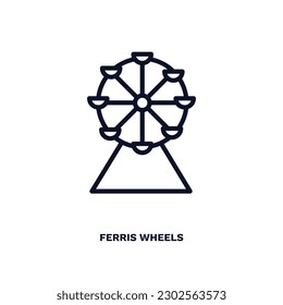 ferris wheels icon. Thin line ferris wheels icon from business and finance collection. Outline vector isolated on white background. Editable ferris wheels symbol can be used web and mobile