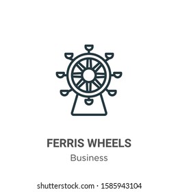 Ferris wheels outline vector icon. Thin line black ferris wheels icon, flat vector simple element illustration from editable business concept isolated on white background