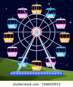 ferriswheel spinning a night illustration
