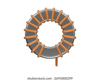 Ferritkern Induktor Symbol 3D-Illustration Render