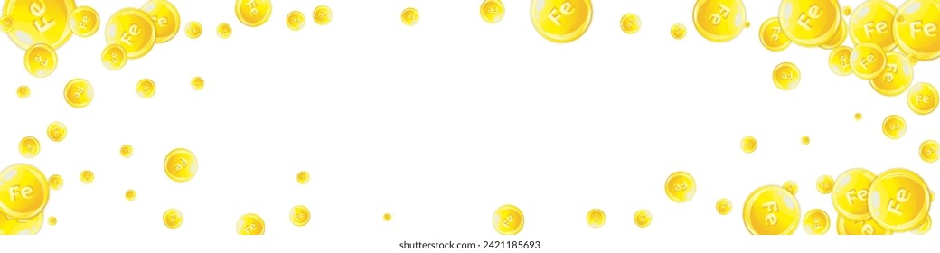 Ferritin round droplets scattered randomly.  Beauty treatment and nutrition skin care.   Medical and scientific background.  Wellness concept.
