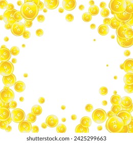 Ferritin round droplets scattered randomly.  Beauty treatment and nutrition skin care.   Wellness concept. Medical and scientific background. 