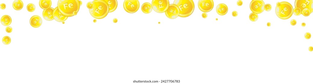 Ferritin round droplets scattered randomly.  Beauty treatment and nutrition skin care.   Healthy life concept. Essential vitamins vector illustration. 