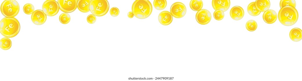 Ferritin round droplets scattered randomly.  Beauty treatment and nutrition skin care.   Healthy life concept. Essential vitamins vector illustration. 