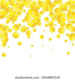 Gotitas redondas de ferritina esparcidas al azar.  Tratamiento de belleza y nutrición cuidado de la piel.   Ilustración vectorial de vitaminas esenciales.  Concepto de vida saludable.