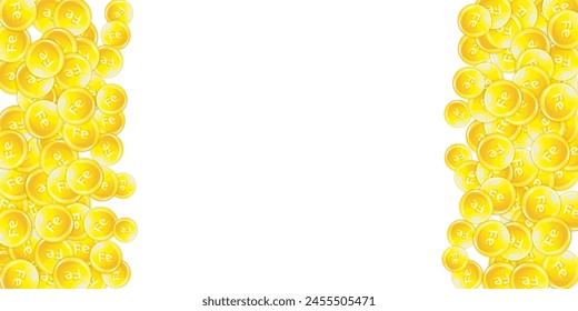 Ferritin round droplets scattered randomly.  Beauty treatment and nutrition skin care.   Healthy life concept. Essential vitamins vector illustration. 