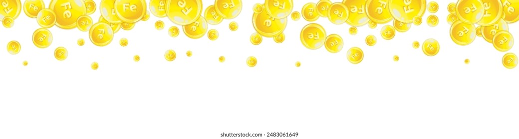 Ferritin round droplets scattered randomly.  Beauty treatment and nutrition skin care.   Essential vitamins vector illustration.  Wellness concept.