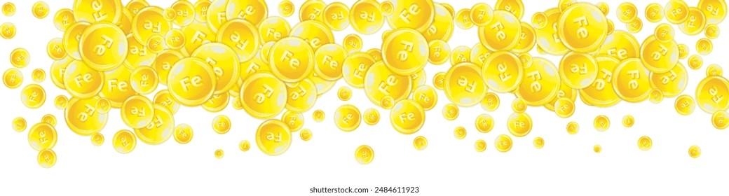 Ferritin round droplets scattered randomly.  Beauty treatment and nutrition skin care.   Essential vitamins vector illustration.  Healthy life concept.