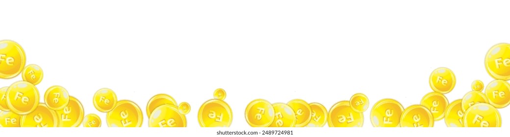 Ferritin round droplets scattered randomly.  Beauty treatment and nutrition skin care.   Medical and scientific background.  Healthy life concept.