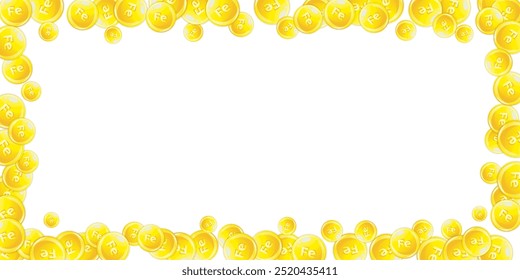 Ferritin round droplets scattered randomly.  Beauty treatment and nutrition skin care.   Healthy life concept. Essential vitamins vector illustration. 