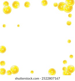 Ferritin round droplets scattered randomly.  Beauty treatment and nutrition skin care.   Medical and scientific background.  Wellness concept.