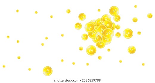 Ferritin round droplets scattered randomly.  Beauty treatment and nutrition skin care.   Healthy life concept. Medical and scientific background. 