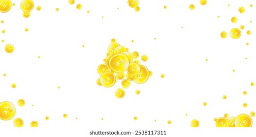 Ferritin round droplets scattered randomly.  Beauty treatment and nutrition skin care.   Medical and scientific background.  Healthy life concept.