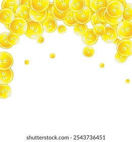 Gotas redondas de ferritina esparcidas al azar.  Tratamiento de belleza y nutrición cuidado de la piel.   Concepto de vida saludable. Ilustración vectorial de vitaminas esenciales. 