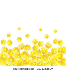 Ferritin round droplets scattered randomly.  Beauty treatment and nutrition skin care.   Healthy life concept. Essential vitamins vector illustration. 