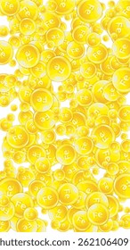 Ferritin round droplets scattered randomly.  Beauty treatment and nutrition skin care.   Essential vitamins vector illustration.  Wellness concept.