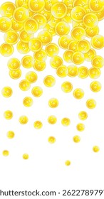 Ferritin round droplets scattered randomly.  Beauty treatment and nutrition skin care.   Wellness concept. Essential vitamins vector illustration. 
