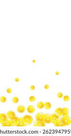 Ferritin round droplets scattered randomly.  Beauty treatment and nutrition skin care.   Essential vitamins vector illustration.  Healthy life concept.
