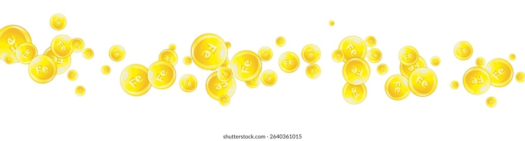 Ferritin round droplets scattered randomly.  Beauty treatment and nutrition skin care.   Medical and scientific background.  Healthy life concept.