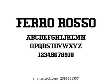 Ferro Rosso font for logo and headline. Isolated vector typeset