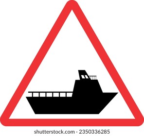 Ferry ahead warning sign. Traffic signs and symbols.
