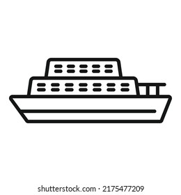 Ferry Boat Dock Icon Outline Vector. Water Sea. Car Cargo