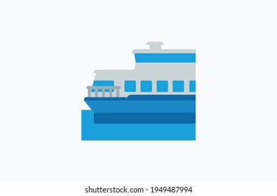 ferry boat emoji. Passenger ship vector flat icon. Isolated cruise ship emoji illustration