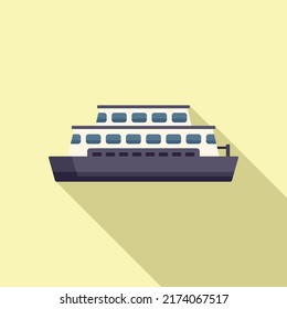 Ferry Boat Icon Flat Vector. Water Sea. Front Cargo