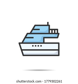 Ferry boat  icon line logo vector illustration 