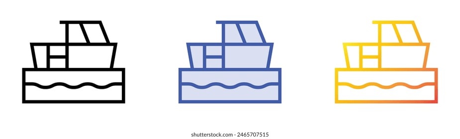 ferry boat icon. Linear, Blue Fill and Gradient Style Design Isolated On White Background