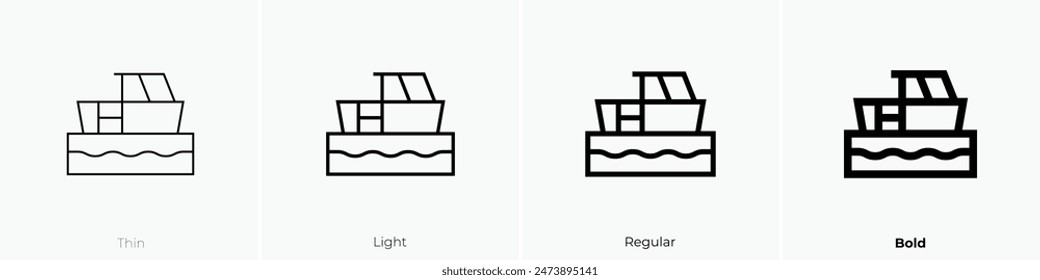 ferry boat icon. Thin, Light Regular And Bold style design isolated on white background