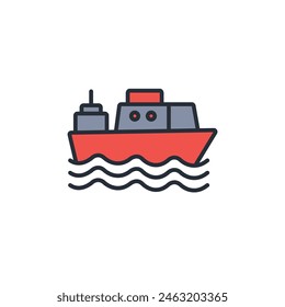 ferry boat icon. vector.Editable stroke.linear style sign for use web design,logo.Symbol illustration.
