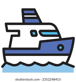 ferry boat outline icon. Transportation illustration for templates, web design and infographics. Pixel-perfect at 64x64

