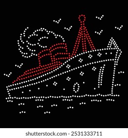 Ferry Boat Rhinestone Design, Diseño de crucero de diamantes de imitación, Camiseta de diseño de diamantes de imitación, Crucero, Ferry Boat Rhinestone, Ferry Boat, Ferry, Boat