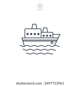 Ferry, Boat, sail, sailing, ship, yacht icon symbol vector illustration isolated on white background