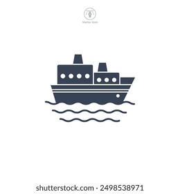 Ferry, Boat, sail, sailing, ship, yacht icon symbol vector illustration isolated on white background