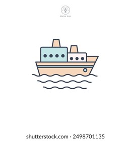 Ferry, Boat, sail, sailing, ship, yacht icon symbol vector illustration isolated on white background