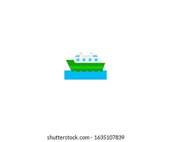 Ferry boat vector flat icon. Isolated passenger boat emoji illustration 