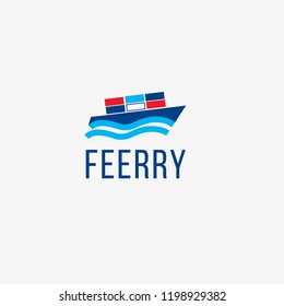 Ferry boat vector logo. Ferry illustration