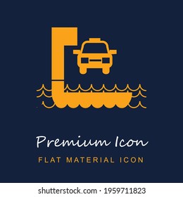 Ferry With Car premium material ui ux isolated vector icon in navy blue and orange colors svg