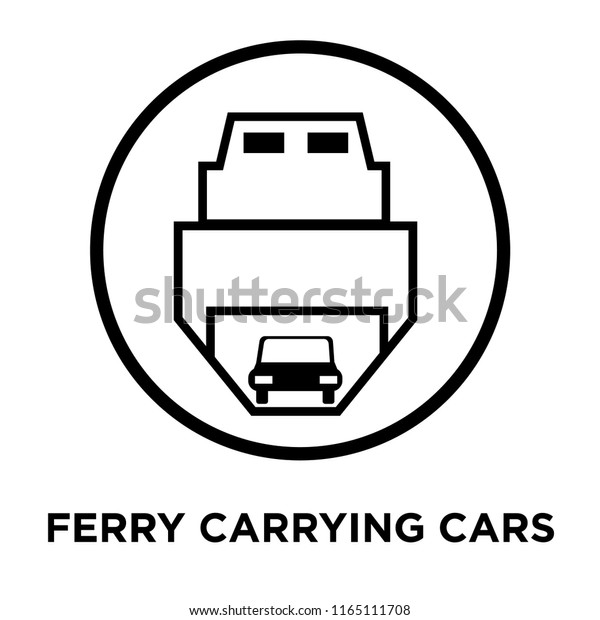 Ferry carrying cars icon\
vector isolated on white background, Ferry carrying cars\
transparent sign