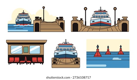 Ferry Dock Line art creative concept