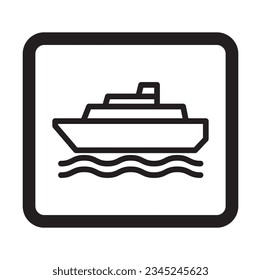 Ferry icon. delivery ship line icon vector, Simple illustration  of Public Transport Related Vector Line Icons. transportation icon with simple line design isolated on white background.