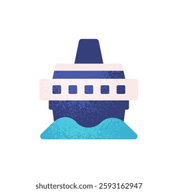 Ferry icon inspired by cruise and sightseeing trips. Simple and stylish ship vector design.