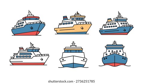Ferry Icon Line art color modern style