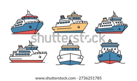 Ferry Icon Line art color modern style